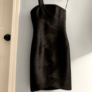 BCBG black one shoulder dress